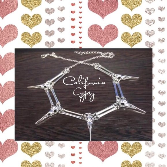 Gothic Raven Skull Silver Choker - Picture 4 of 7